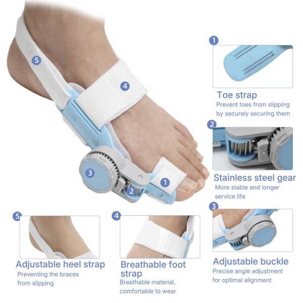 Adjustable Bunion Corrector Dual-Direction Steel-Reinforced Toe Spacers Orthopedic Splint for Hallux Valgus