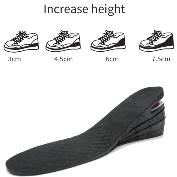 photobank (11) Factory 4 lay 7.5cm Pu Breathable Hight Boosting Increasing Invisible Heel Insole air Cushion Shoe Lift Height Increasing Insoles