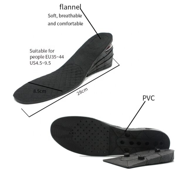 photobank (12) Factory 4 lay 7.5cm Pu Breathable Hight Boosting Increasing Invisible Heel Insole air Cushion Shoe Lift Height Increasing Insoles