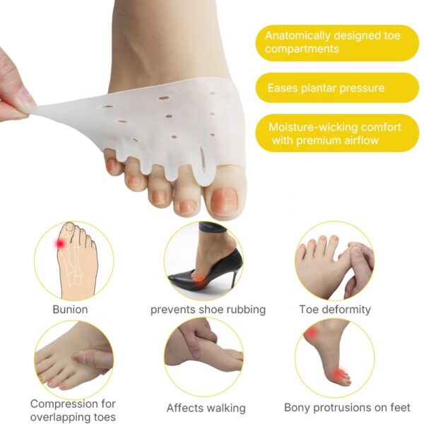 Soft Gel Ball of Foot Cushions Metatarsal Fasciitis Correction Insoles Forefoot Pads Toe Separators