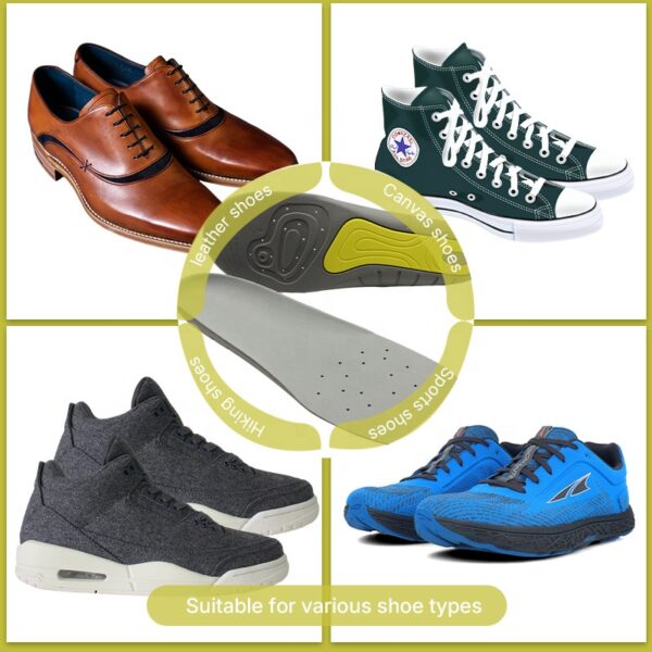 Men's and Women's Comfortable Breathable Sweat-absorbing Flat Feet Correction Arch Correction PU Foam Running Sports Insoles