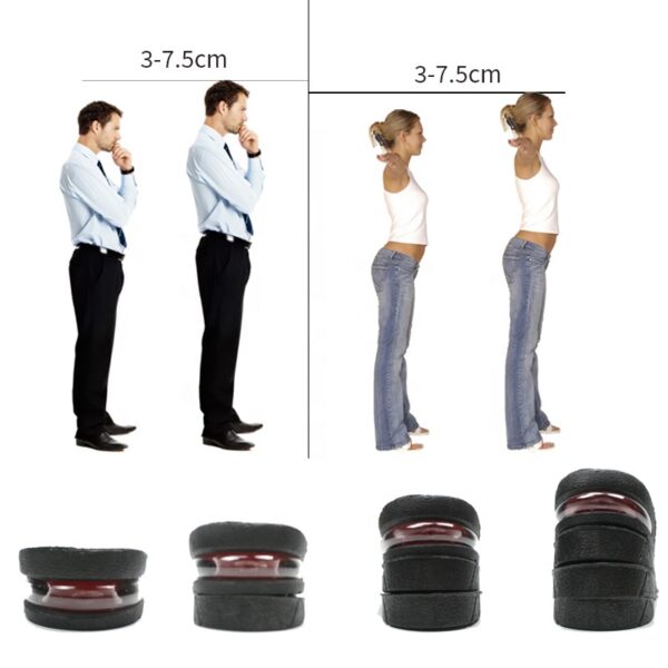 photobank (13) Factory 4 lay 7.5cm Pu Breathable Hight Boosting Increasing Invisible Heel Insole air Cushion Shoe Lift Height Increasing Insoles