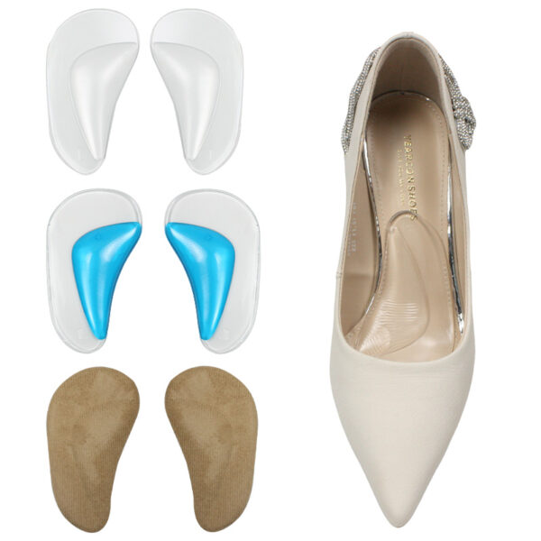 Lady Shoe Insole Fabric Covered Silicone Gel Arch Pad Flat Foot Arch Support Insole
