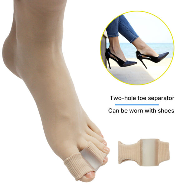 Double-Hole Silicone Toe Separator Fabric Gel Spacers for Hallux Valgus Overlapping Toes Correction