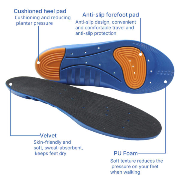 Unisex Two-tone Arch Support Sports Shock-absorbing PU Foam Insole
