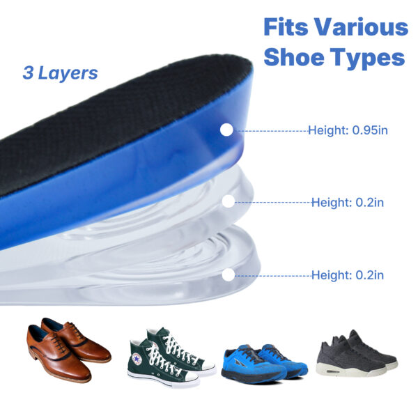 Gel Half Size Heel Pad Height 3.5CM 4CM 4.5CM Increasing Insoles Seven Points Height Increase Pad