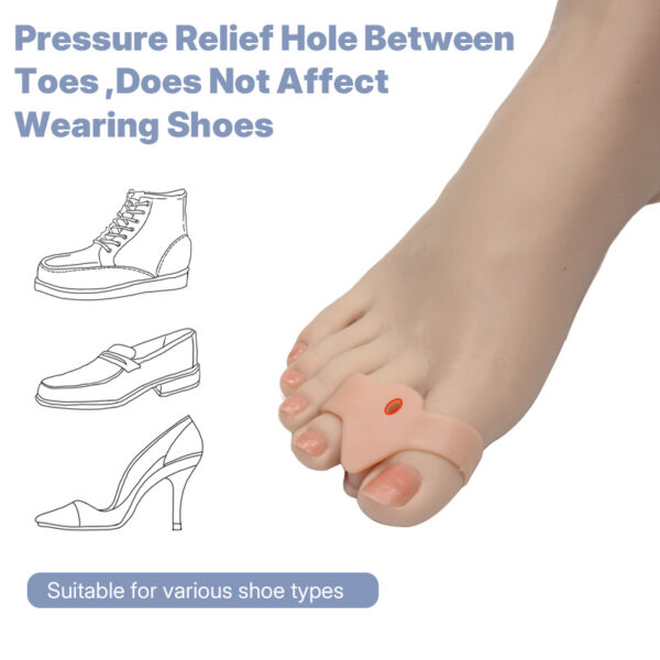 Pedicure Gel Silicone Hallux Valgus Corrector Double Hole Toe Separator