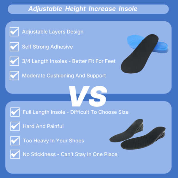 Gel Half Size Heel Pad Height 3.5CM 4CM 4.5CM Increasing Insoles Seven Points Height Increase Pad